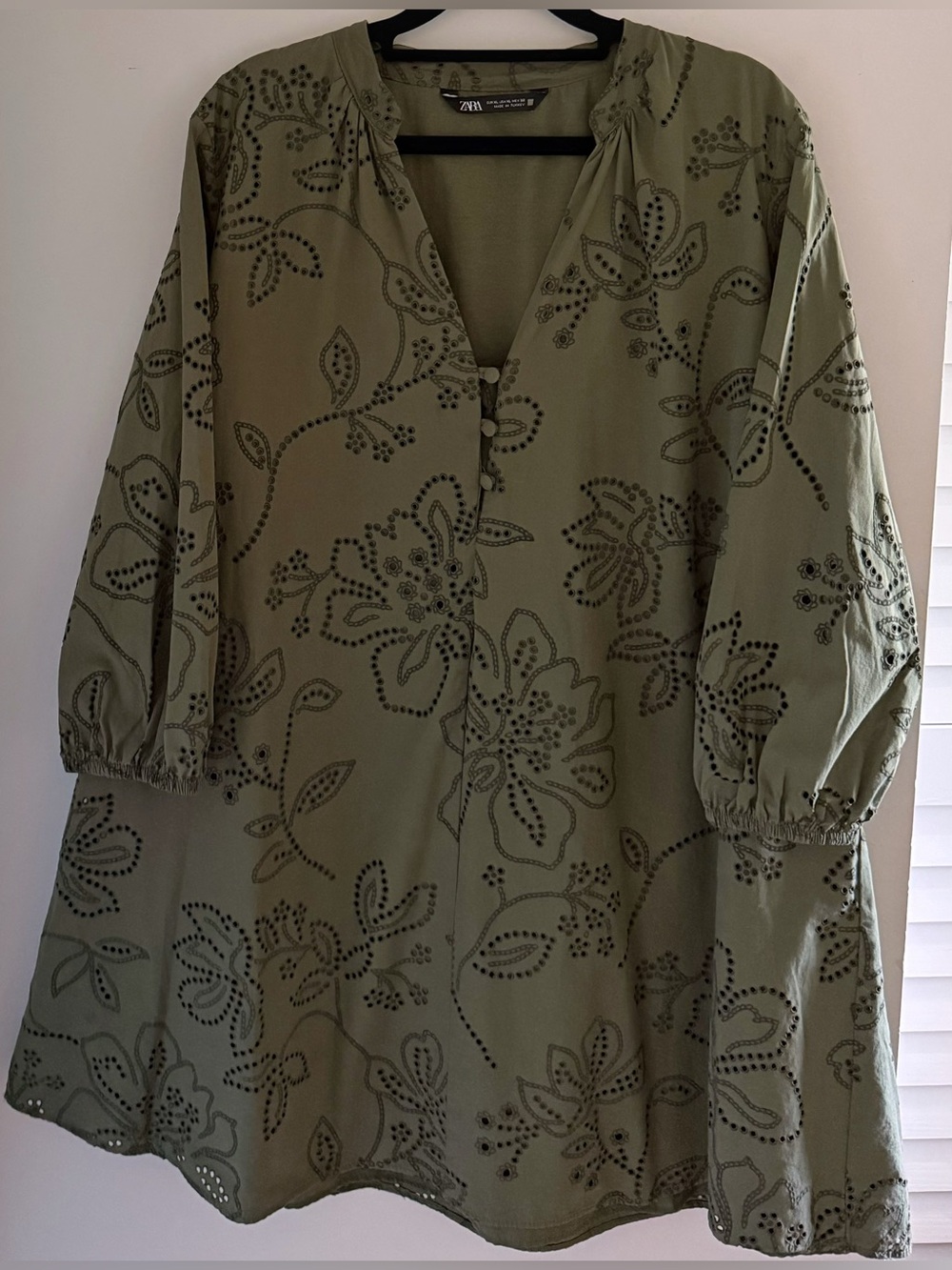 Zara Embroidered Eyelet Cotton Dress XL